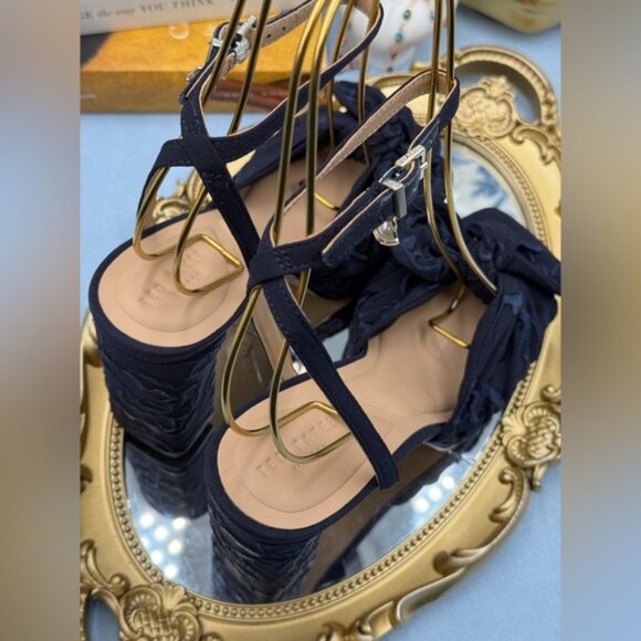 🆕 TED BAKER 🧿 NWOT MADDY Blue Floral Embroidered Bow Platform Sandals, Sz 6 - Picture 6 of 15